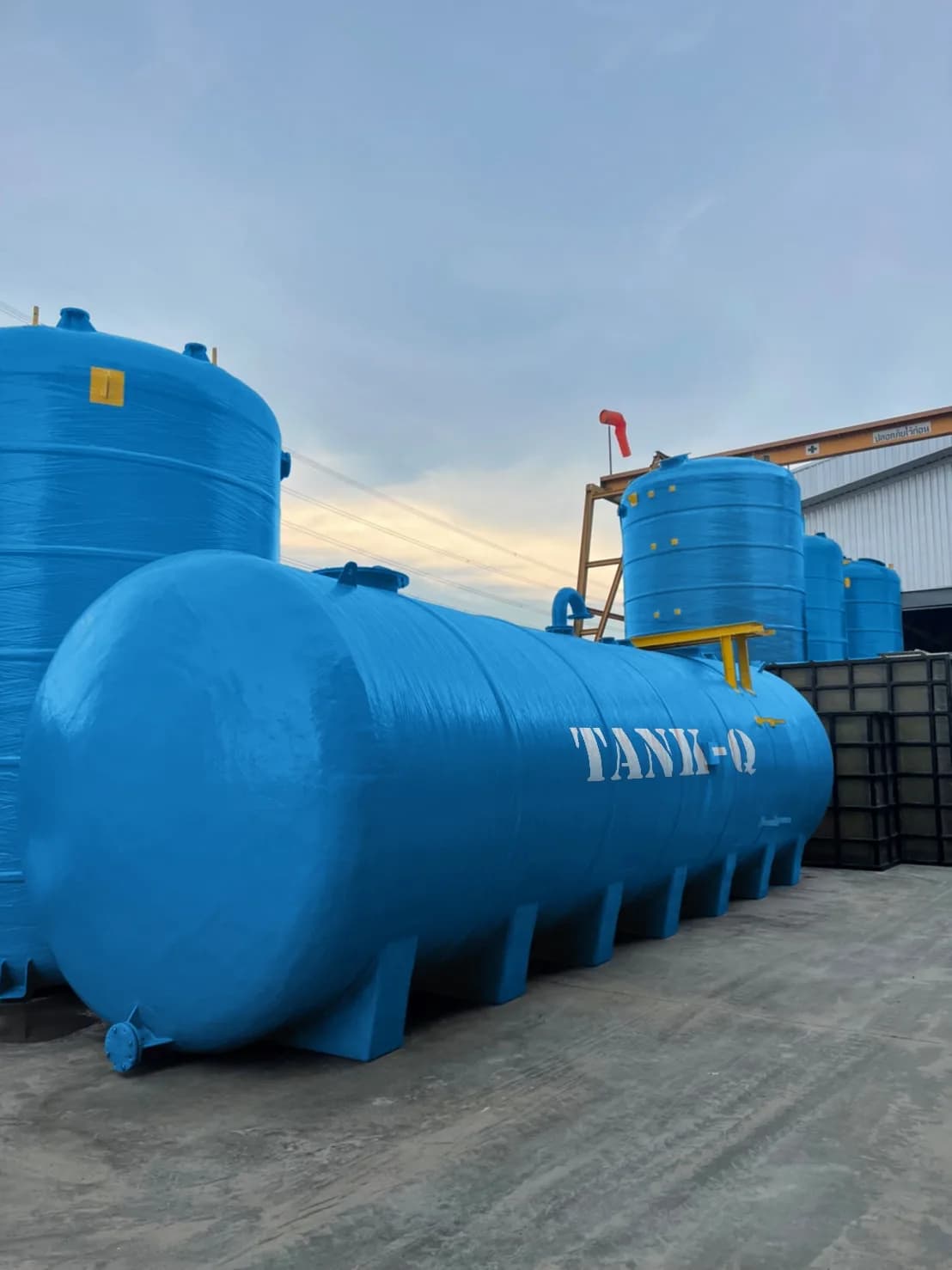 ถังเก็บน้ำไฟเบอร์กลาสทรงนอน